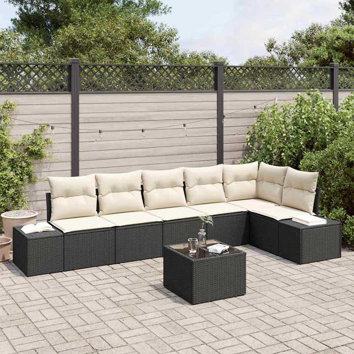 Havesofa Sæt med opbevaring Brun og Creme polyrattan