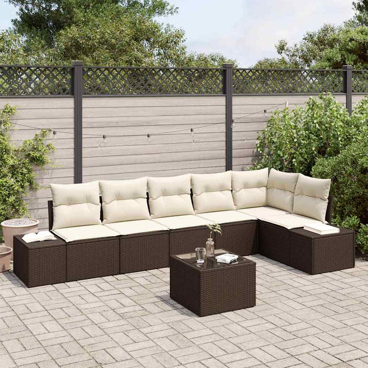 Havesofa Sæt med opbevaring Brun og Creme polyrattan
