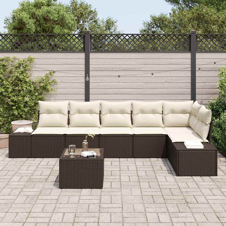Havesofa Sæt med opbevaring Brun og Creme polyrattan