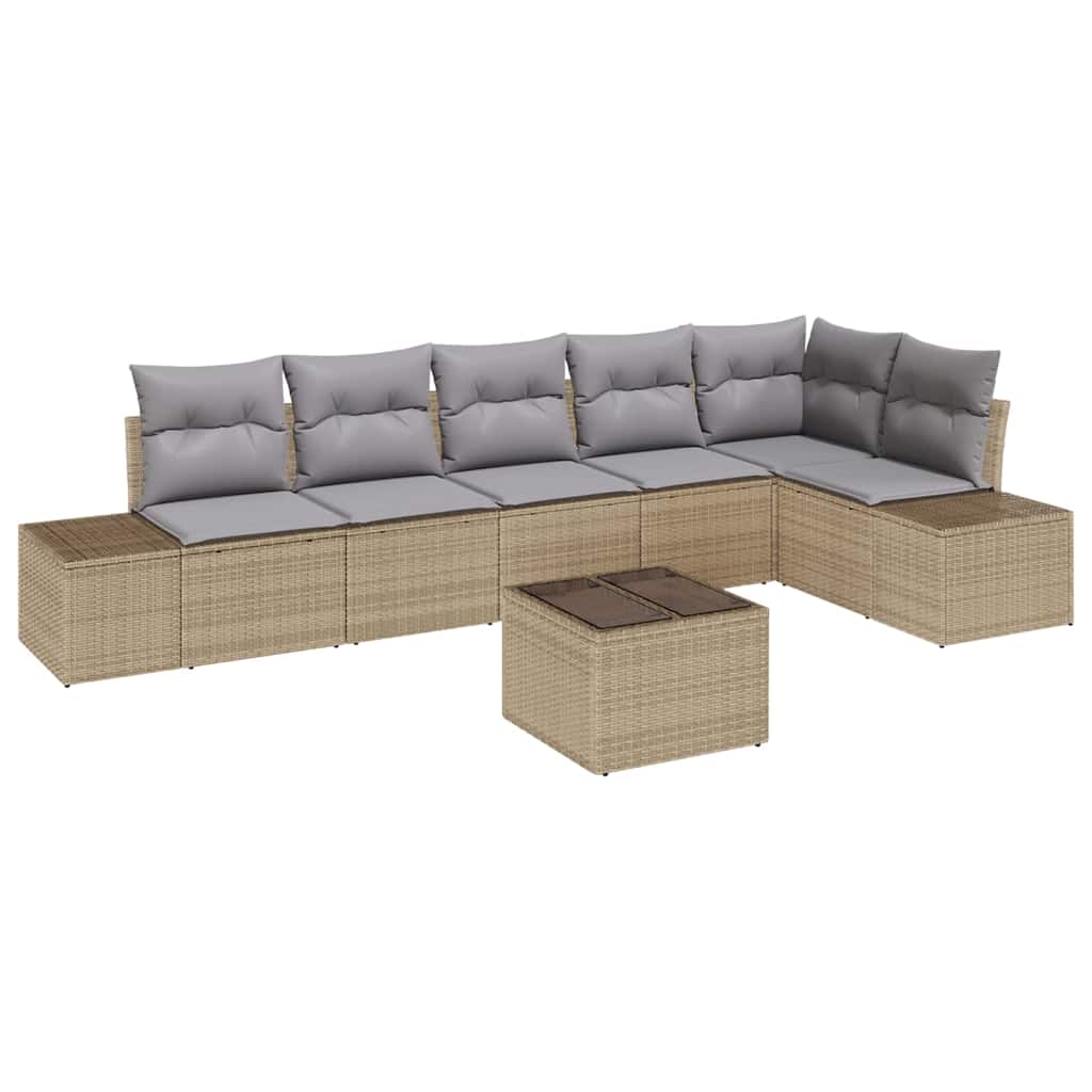 Havesofa Sæt med opbevaring Beige og lys grå polyrattan