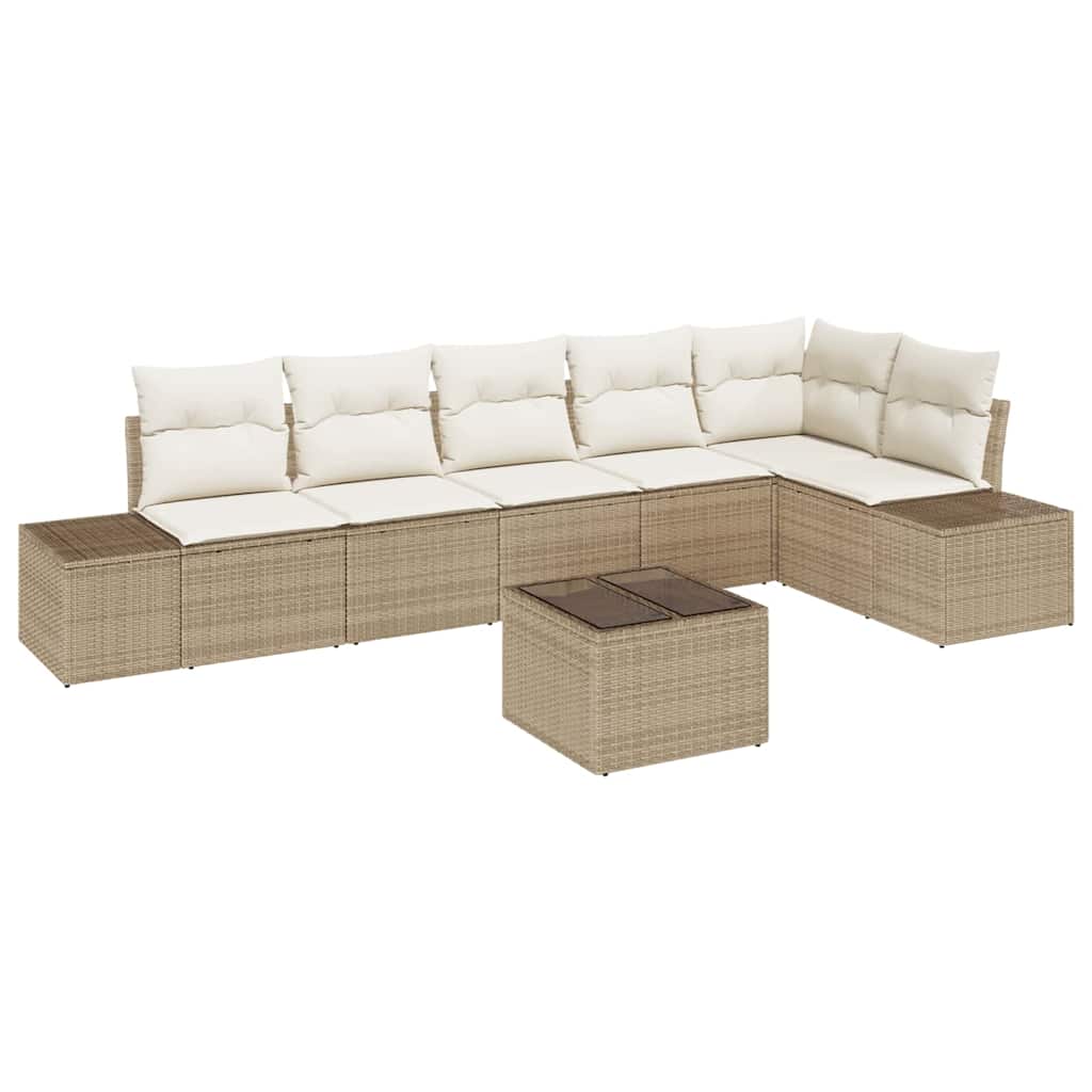 Havesofa Sæt med opbevaring Beige og creme polyrattan