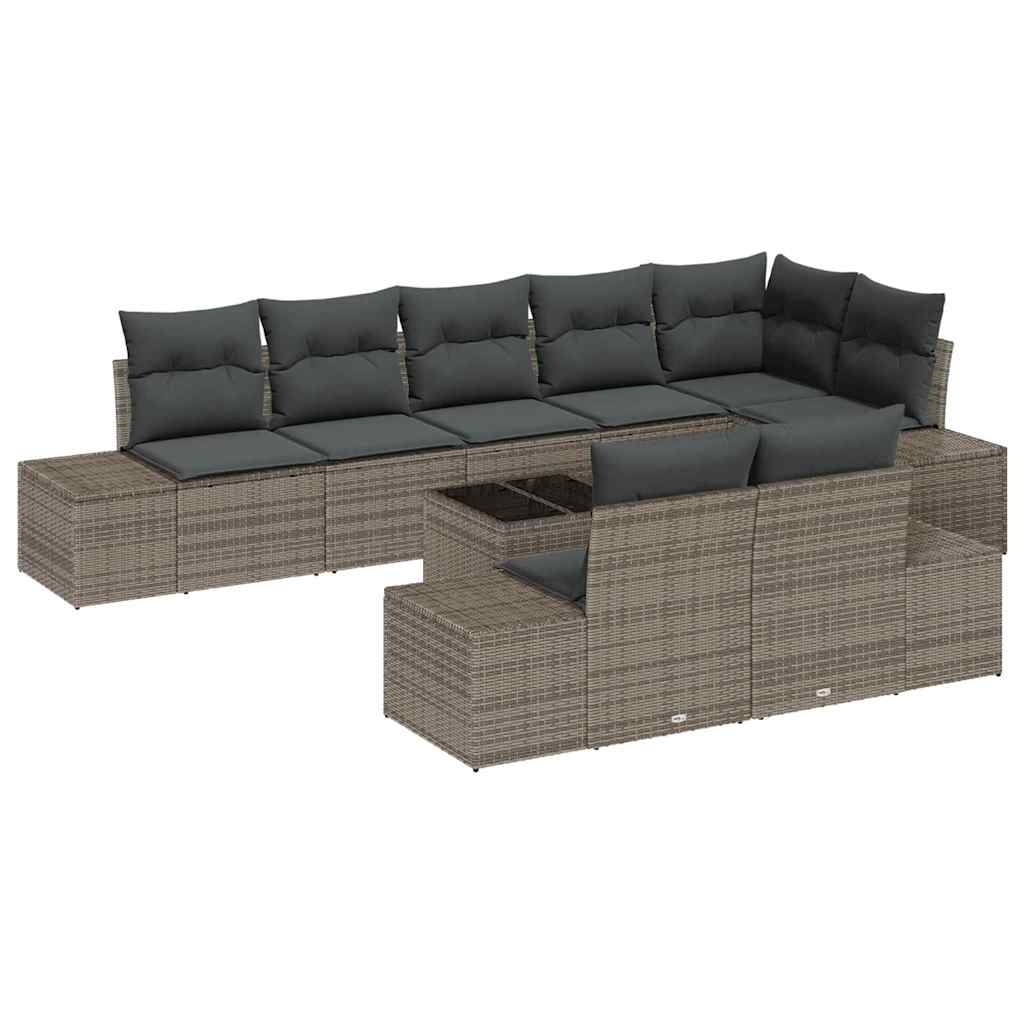 Havesofa Sæt med opbevaring Grå Poly rattan