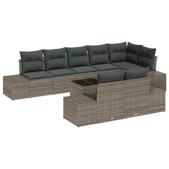 Havesofa Sæt med opbevaring Grå Poly rattan