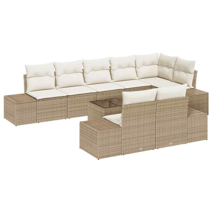 Havesofa Sæt med opbevaring Beige og creme Poly rattan