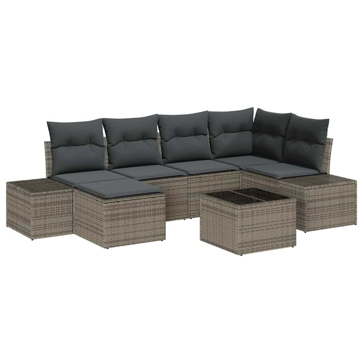 Havesofa Sæt med pude med opbevaring 6 pcs Grå polyrattan