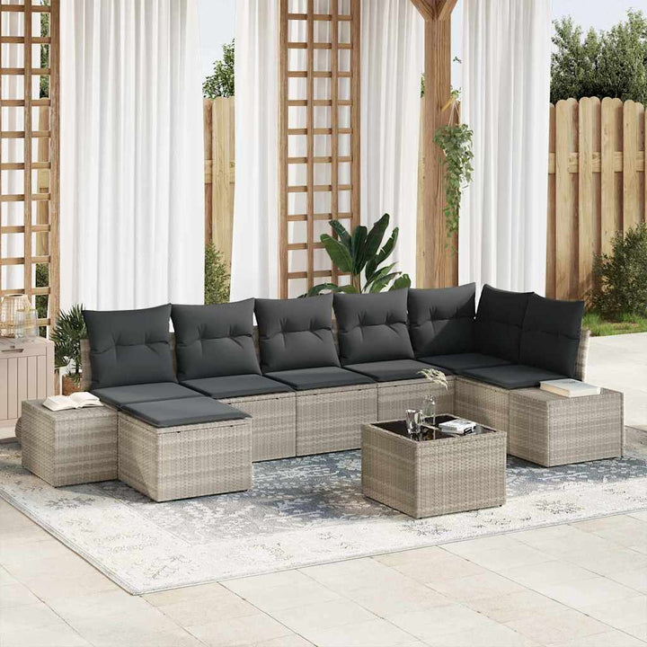 Havesofa Sæt 7 stk. Lysegrå polyrattan