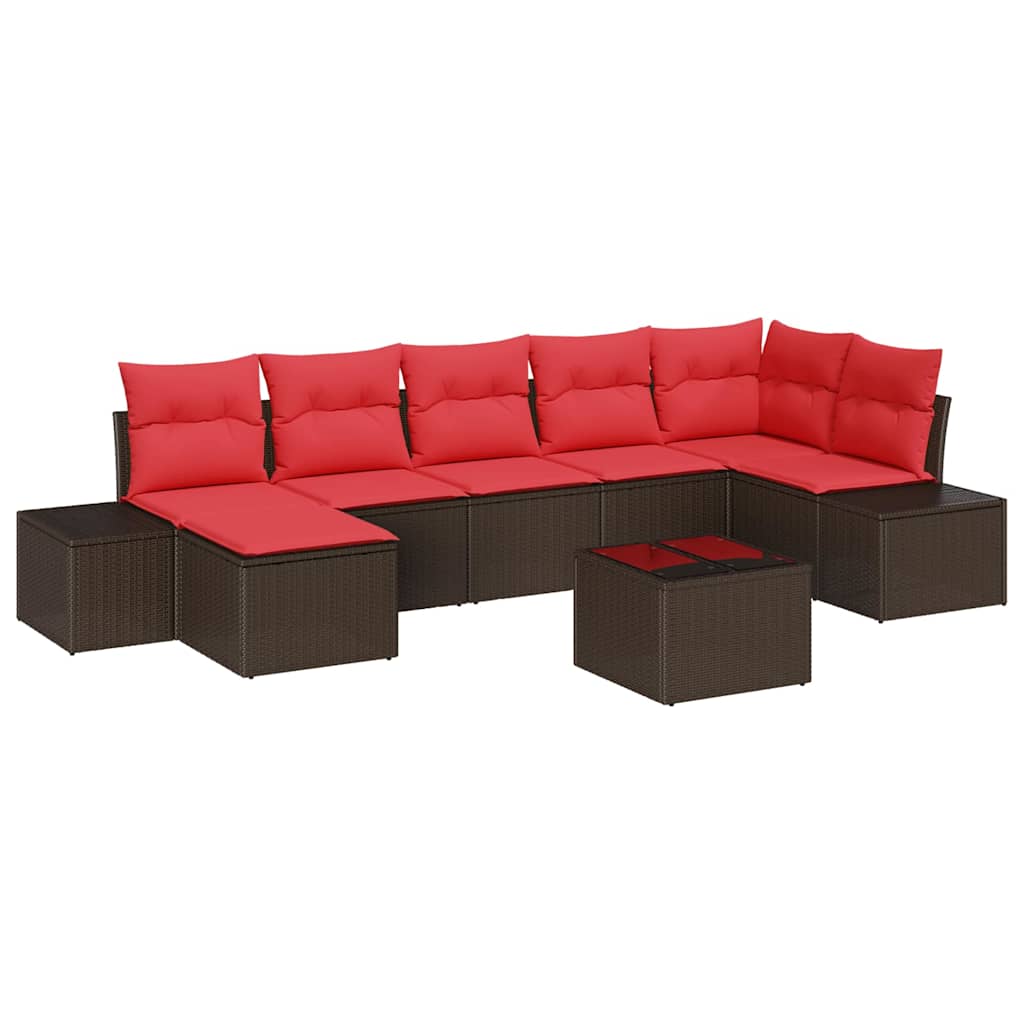 Havesofa Sæt 7 stk. Brun og Rød polyrattan