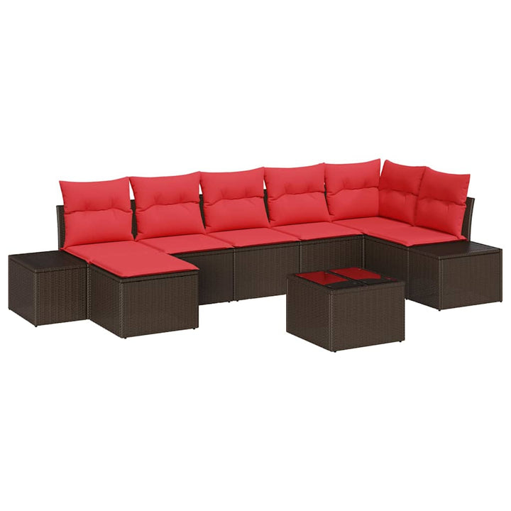 Havesofa Sæt 7 stk. Brun og Rød polyrattan