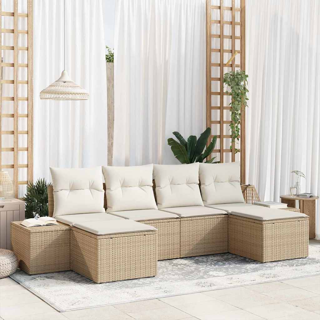 Havesofa Sæt 4 stk. Beige og creme polyrattan