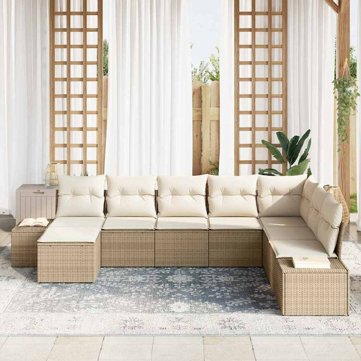 Havesofa Sæt 8 stk. Beige og creme polyrattan
