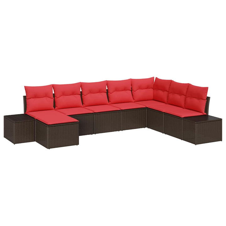 Havesofa Sæt 8 stk. Brun og Rød polyrattan