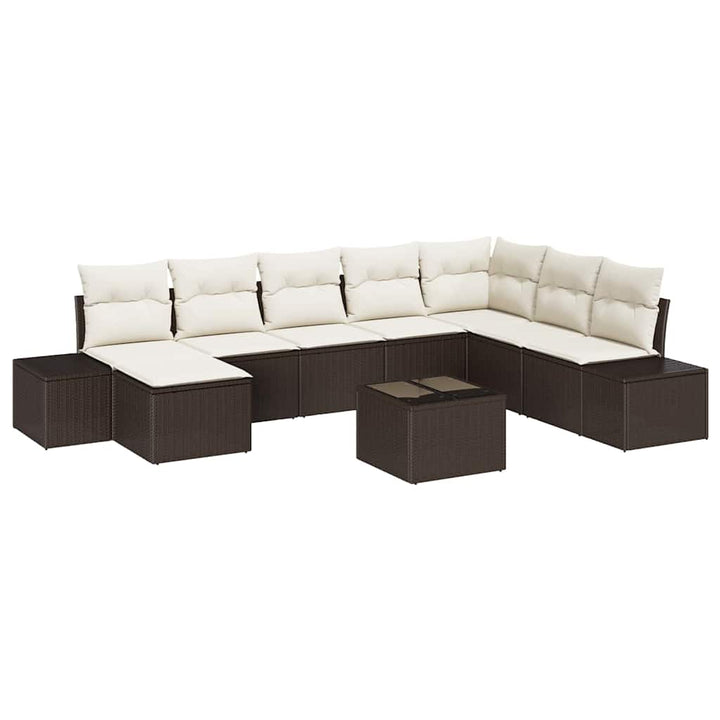 Havesofa Sæt med pude 8 pcs Brun og Creme polyrattan