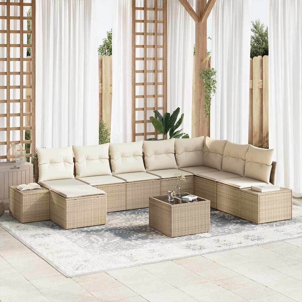 Havesofa Sæt 8 stk. Beige og creme polyrattan