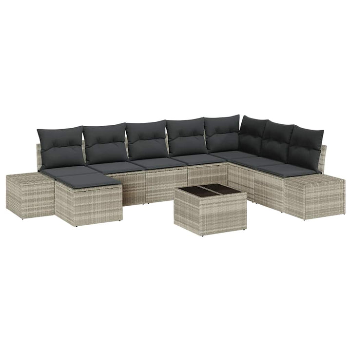Havesofa Sæt 8 stk. Lysegrå polyrattan