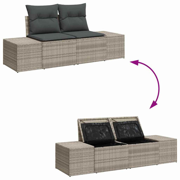 Havesofa Sæt 8 stk. Lysegrå polyrattan