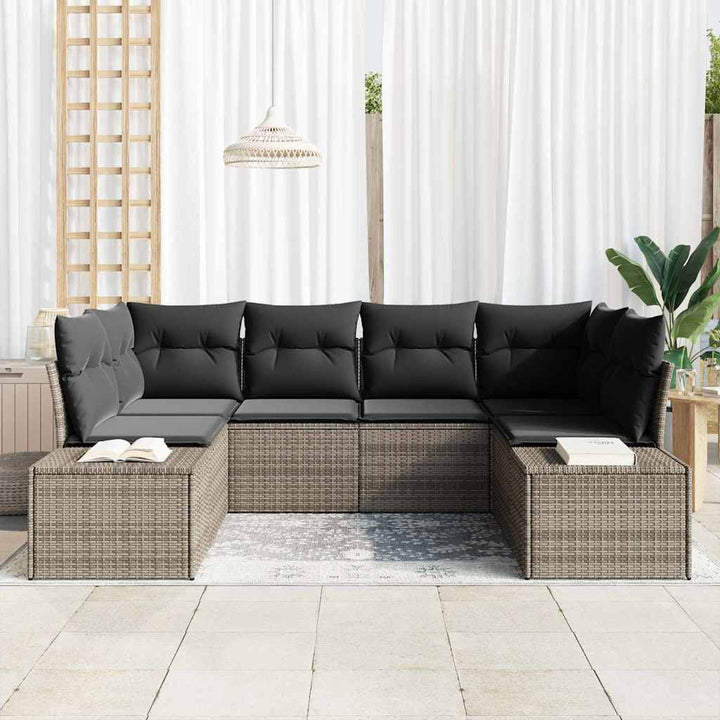 Havesofa Sæt 6 stk. 6-Antal sæder Grå Poly rattan