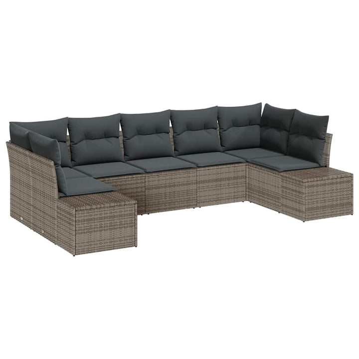 Havesofa Sæt 7 stk. 7-Antal sæder Grå Poly rattan