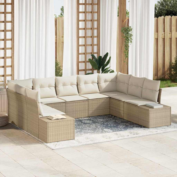 Havesofa Sæt 9 stk. 8-Antal sæder Beige og creme Polyrattan