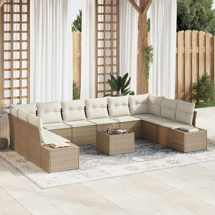 Havesofa Sæt 10 stk. 9-Antal sæder Beige og creme Polyrattan
