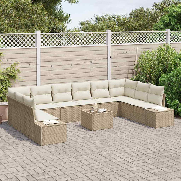 Havesofa Sæt 10 stk. 9-Antal sæder Beige og creme Polyrattan
