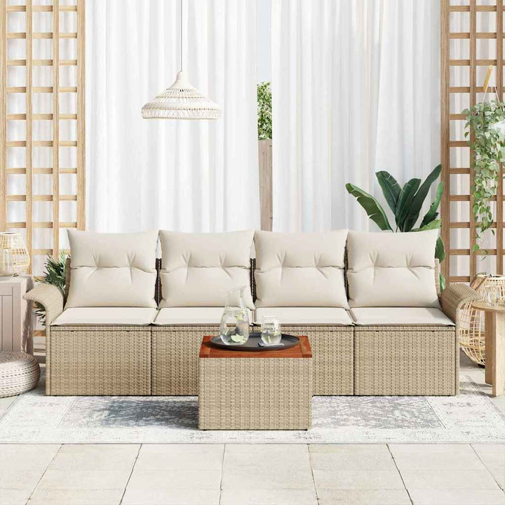 Havesofa Sæt 5 stk. 4-Antal sæder Beige og creme polyrattan