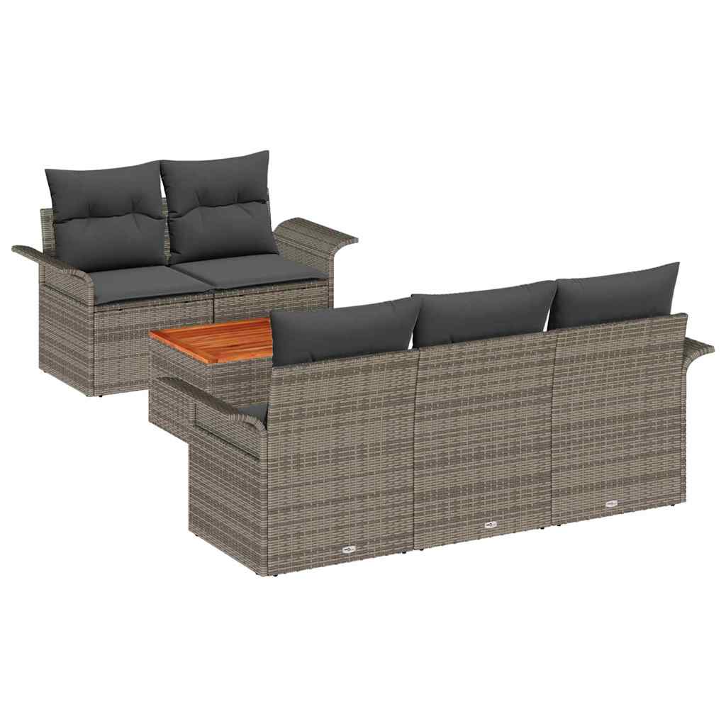 Havesofa Sæt 6 stk. 5-Antal sæder Grå polyrattan