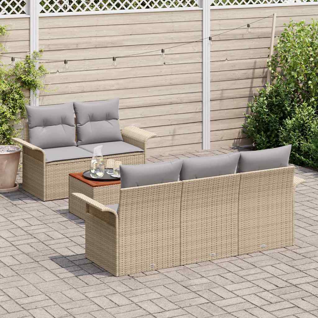 Havesofa Sæt 6 stk. 5-Antal sæder Beige og lys grå polyrattan