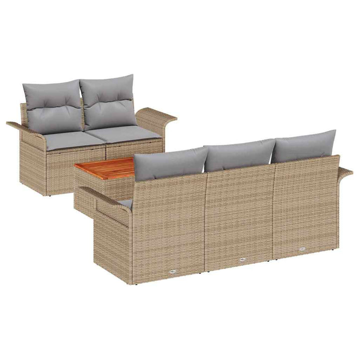 Havesofa Sæt 6 stk. 5-Antal sæder Beige og lys grå polyrattan