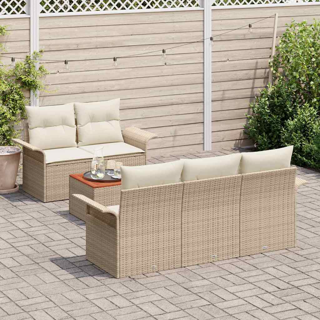 Havesofa Sæt 6 stk. 5-Antal sæder Beige og creme polyrattan