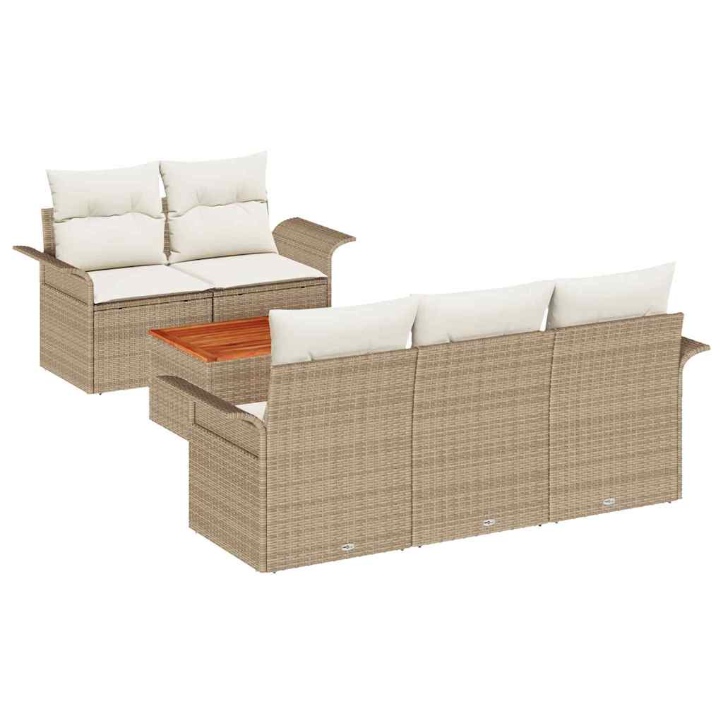 Havesofa Sæt 6 stk. 5-Antal sæder Beige og creme polyrattan