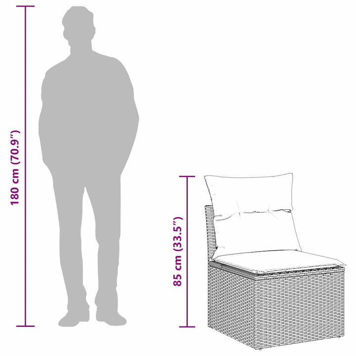 Havesofa Sæt 7 stk. 6-Antal sæder Sort og Cream polyrattan