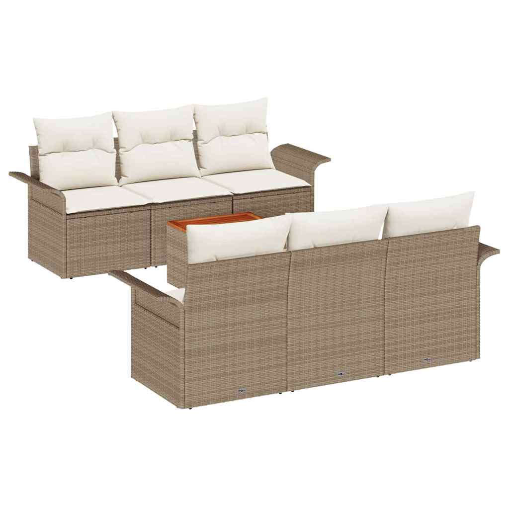 Havesofa Sæt 7 stk. 6-Antal sæder Beige og creme polyrattan