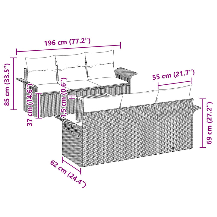 Havesofa Sæt med opbevaring 7 pcs Sort og turkis polyrattan