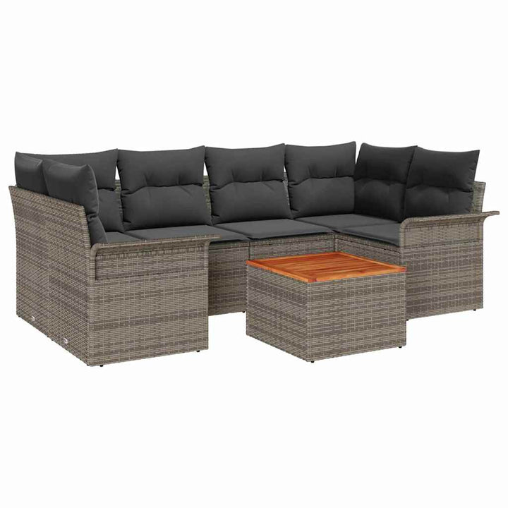 Havesofa Sæt med opbevaring 7 pcs Grå polyrattan