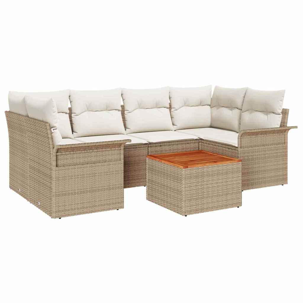 Havesofa Sæt 7 stk. 6-Antal sæder Beige og creme polyrattan