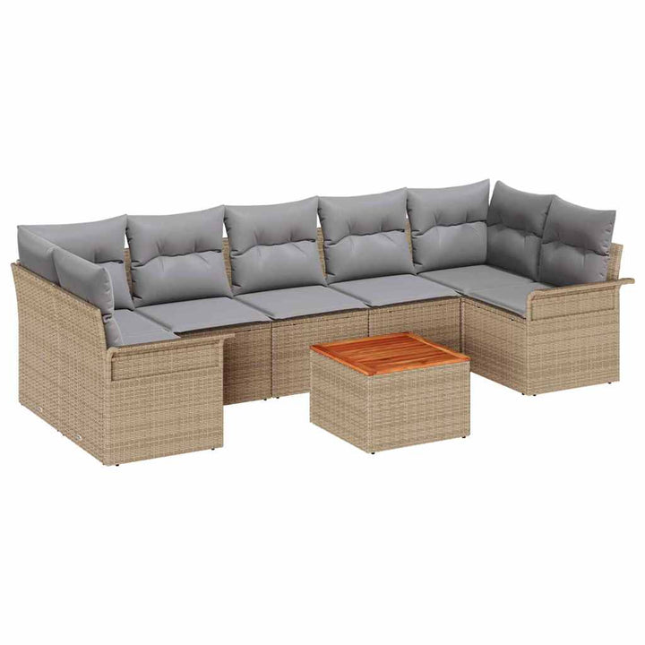 Havesofa Sæt 8 stk. 7-Antal sæder Beige og lys grå polyrattan