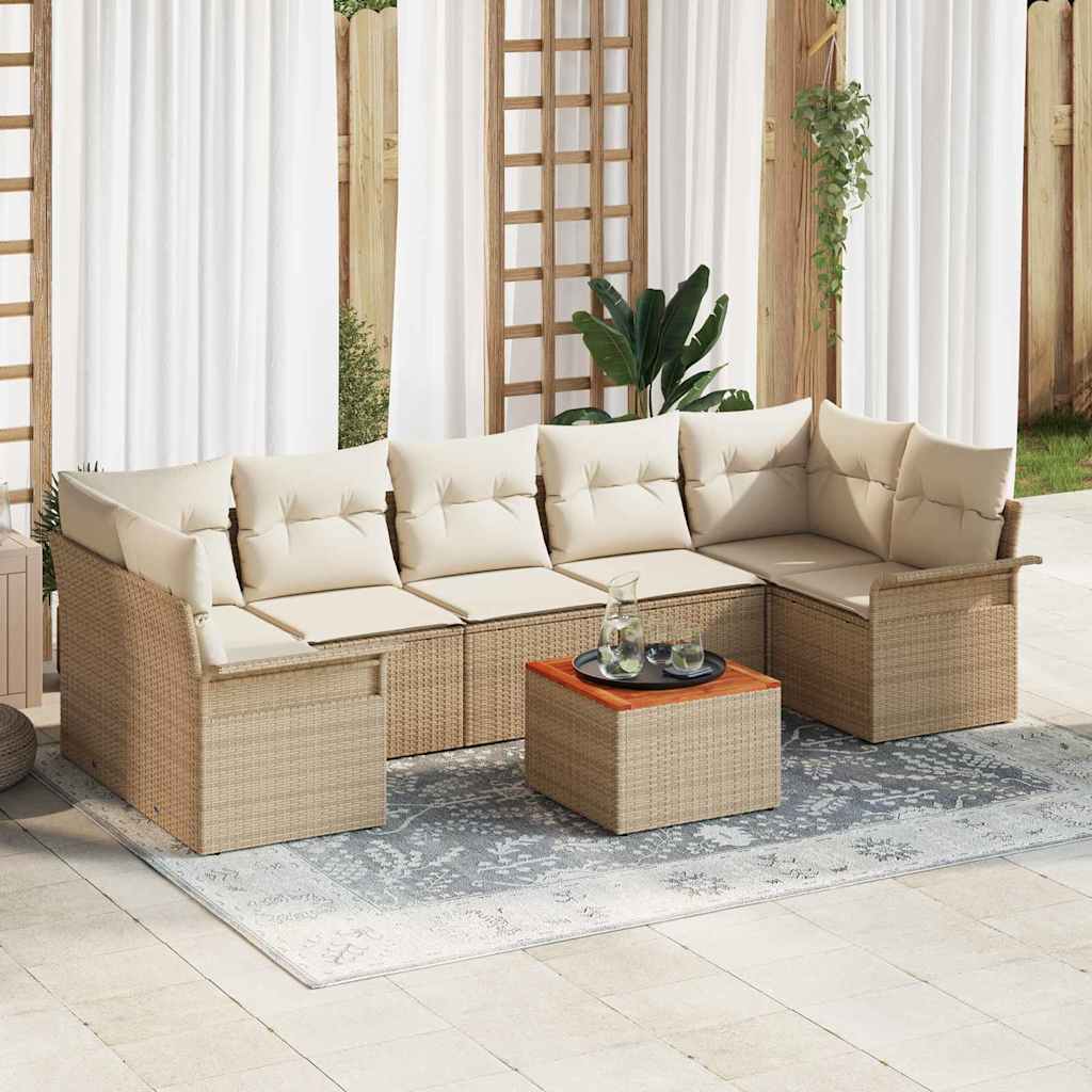 Havesofa Sæt 8 stk. 7-Antal sæder Beige og creme polyrattan