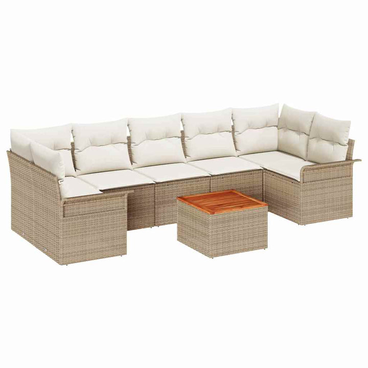 Havesofa Sæt 8 stk. 7-Antal sæder Beige og creme polyrattan