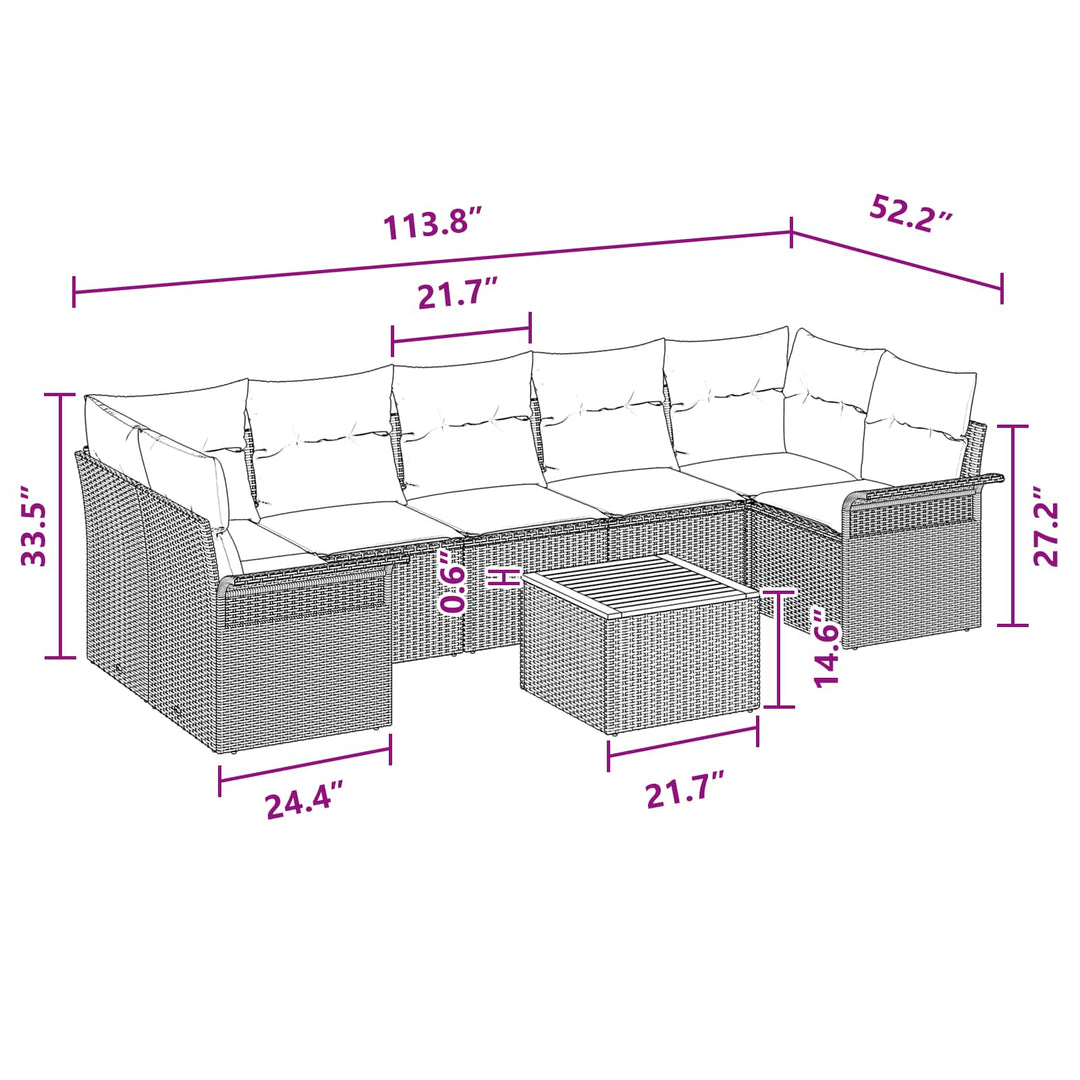 Havesofa Sæt med opbevaring 8 pcs Sort og turkis polyrattan
