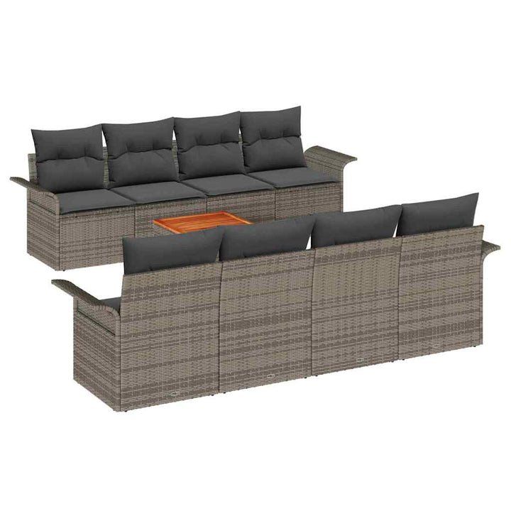 Havesofa Sæt med opbevaring 9 pcs Grå polyrattan