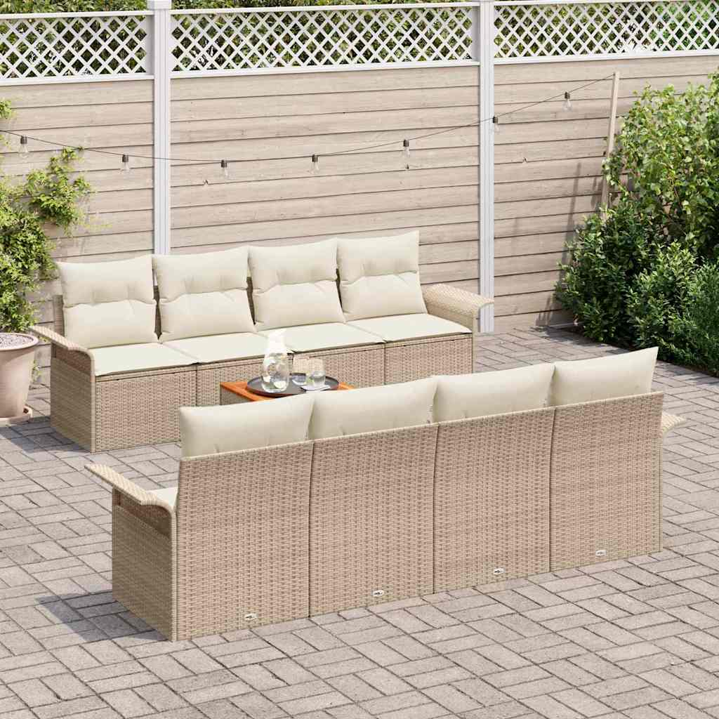 Havesofa Sæt 9 stk. Beige og creme polyrattan
