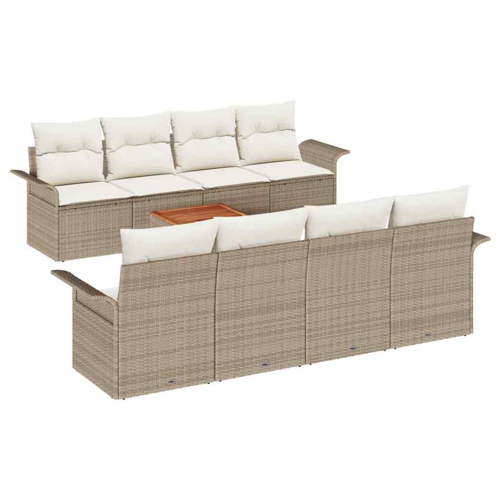 Havesofa Sæt 9 stk. Beige og creme polyrattan