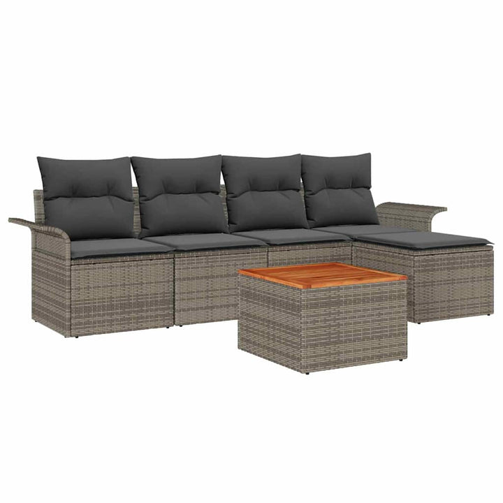 Havesofa Sæt med opbevaring 6 pcs Grå polyrattan