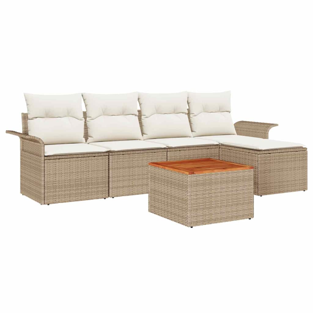 Havesofa Sæt 6 stk. Beige og creme polyrattan