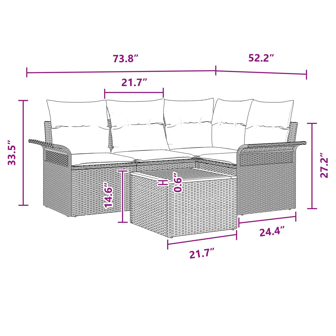 Havesofa Sæt med opbevaring 5 pcs Sort og turkis polyrattan