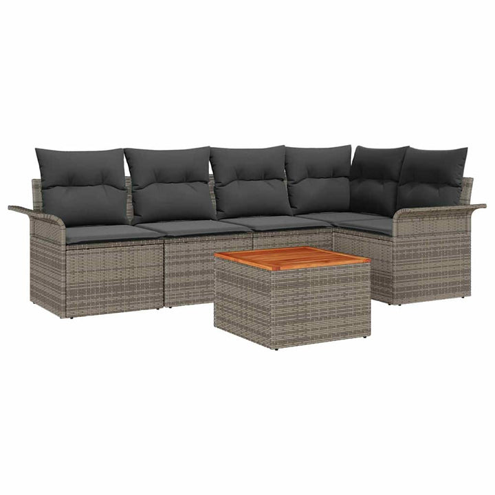 Havesofa Sæt med opbevaring 6 pcs Grå polyrattan