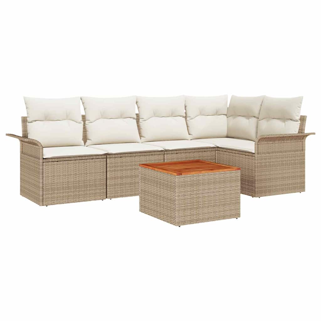 Havesofa Sæt med opbevaring 6 pcs Beige og creme polyrattan