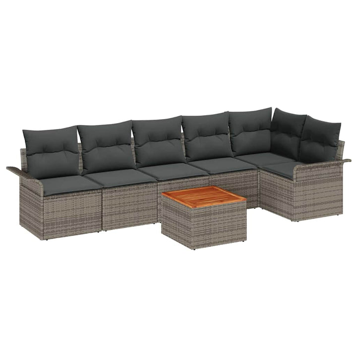 Havesofa Sæt med opbevaring 7 pcs Grå polyrattan