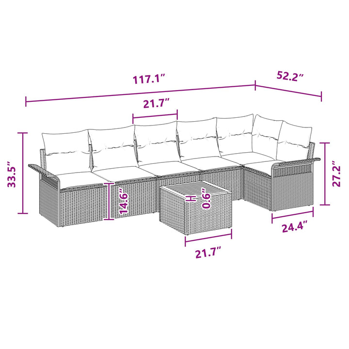 Havesofa Sæt med opbevaring 7 pcs Sort og turkis polyrattan