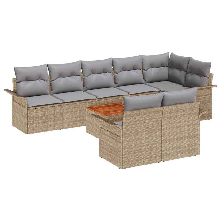 Havesofa Sæt 9 stk. 8-Antal sæder Beige og lys grå polyrattan